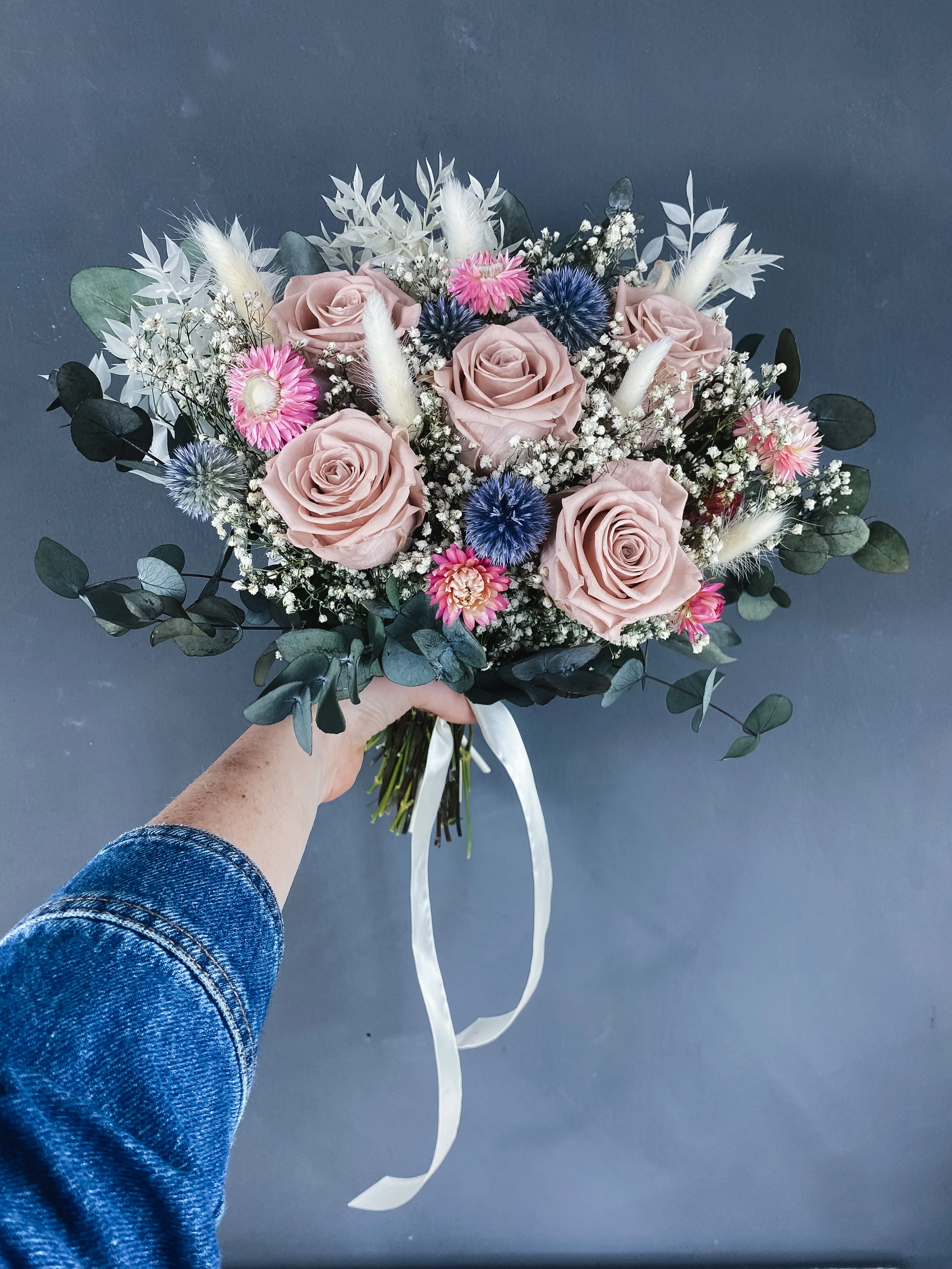 Cat dried flower bridal bouquet - Image 2