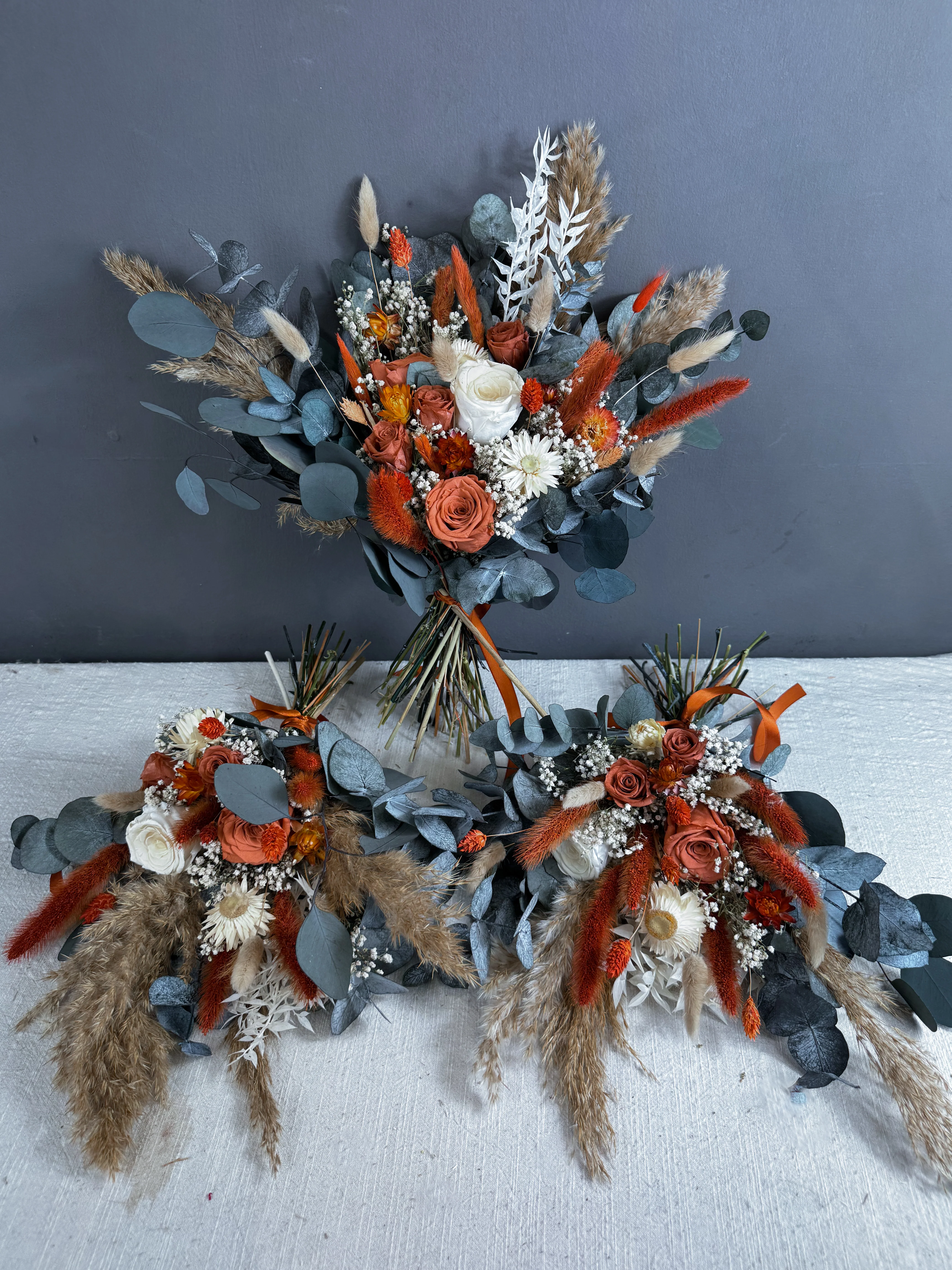 Pearl dried bridesmaid bouquet